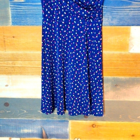 Leota Blue Dot Wrap Dress Petite Small - Picture 3 of 8